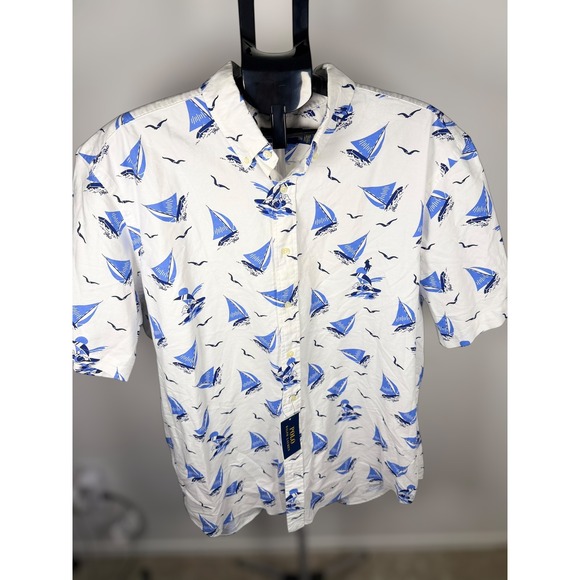 Polo Ralph Lauren Other - Polo Ralph Lauren Mens Sailboat Polo Bear Print Short Sleeve Shirt White 2TG NWT